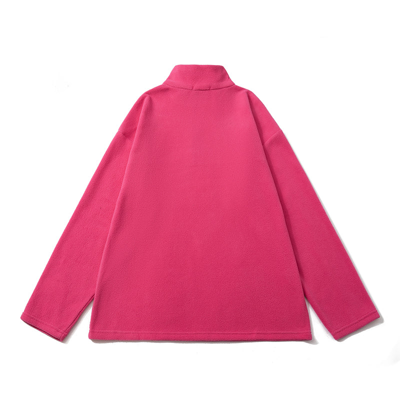 American Style Heavyweight Polar Fleece Jacket Men's Autumn and Winter Plus Velvet Thickened Half Zipper Sweater Warm Stand Collar Jacket Men and Women