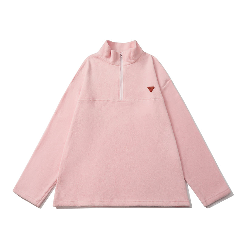 American Style Heavyweight Polar Fleece Jacket Men's Autumn and Winter Plus Velvet Thickened Half Zipper Sweater Warm Stand Collar Jacket Men and Women
