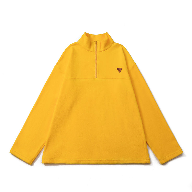 American Style Heavyweight Polar Fleece Jacket Men's Autumn and Winter Plus Velvet Thickened Half Zipper Sweater Warm Stand Collar Jacket Men and Women