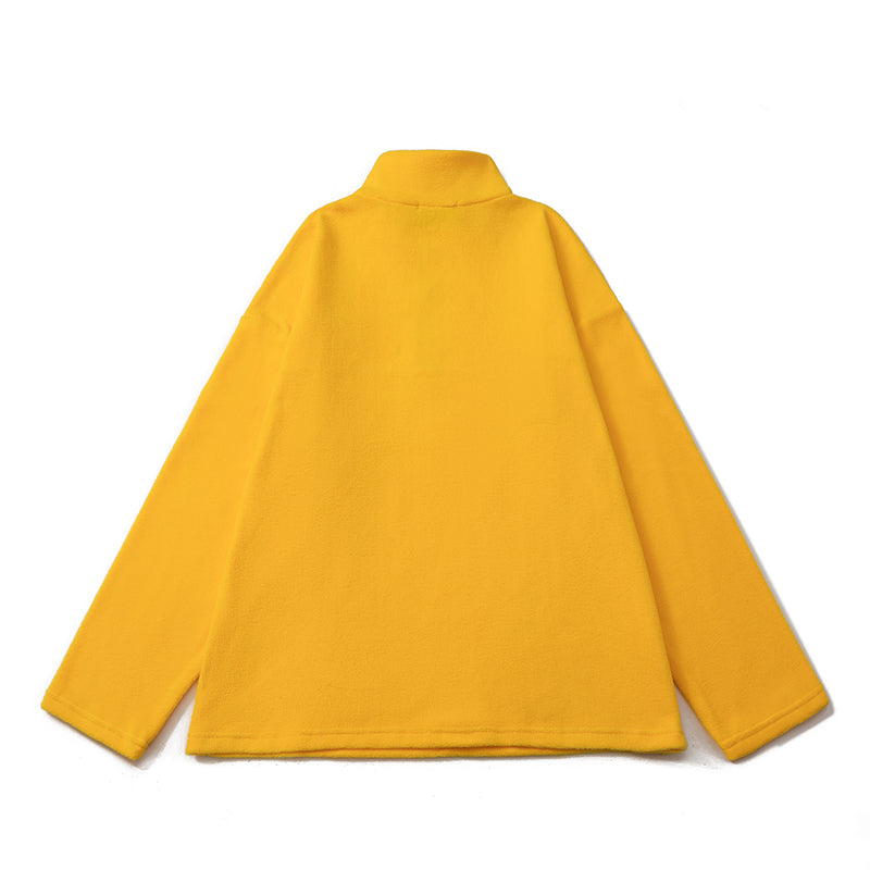 American Style Heavyweight Polar Fleece Jacket Men's Autumn and Winter Plus Velvet Thickened Half Zipper Sweater Warm Stand Collar Jacket Men and Women