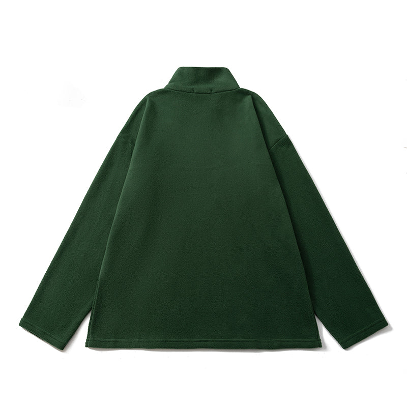 American Style Heavyweight Polar Fleece Jacket Men's Autumn and Winter Plus Velvet Thickened Half Zipper Sweater Warm Stand Collar Jacket Men and Women