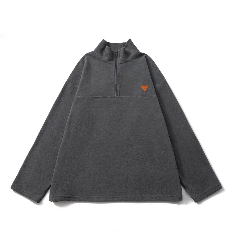 American Style Heavyweight Polar Fleece Jacket Men's Autumn and Winter Plus Velvet Thickened Half Zipper Sweater Warm Stand Collar Jacket Men and Women
