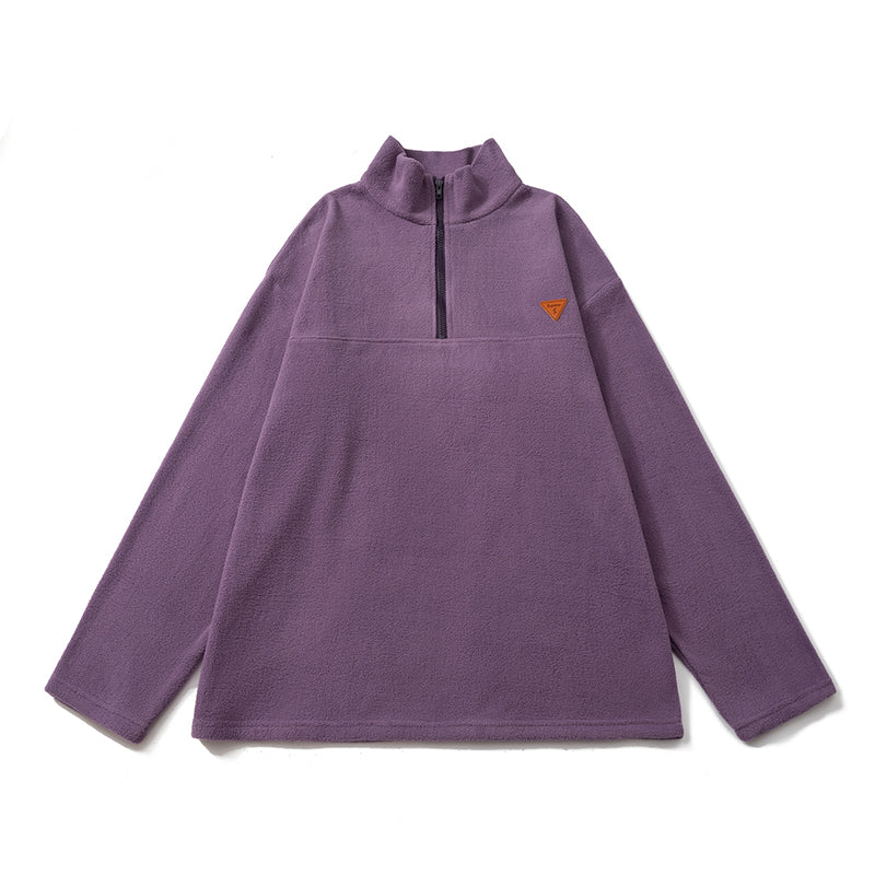 American Style Heavyweight Polar Fleece Jacket Men's Autumn and Winter Plus Velvet Thickened Half Zipper Sweater Warm Stand Collar Jacket Men and Women