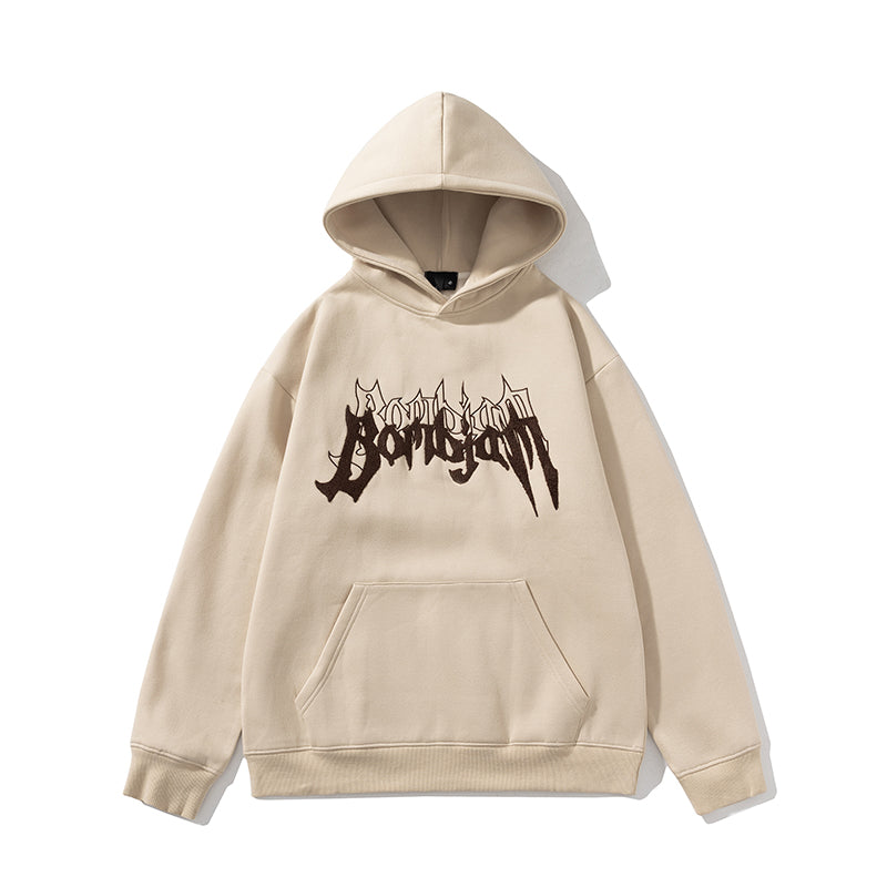 A New Loose American-style Hooded Sweatshirt for Men in Spring and Autumn, Featuring A Towel with Embroidered Letters and A Loose Couple's Coat