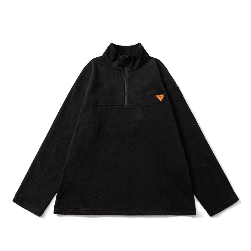 American Style Heavyweight Polar Fleece Jacket Men's Autumn and Winter Plus Velvet Thickened Half Zipper Sweater Warm Stand Collar Jacket Men and Women