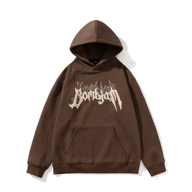 A New Loose American-style Hooded Sweatshirt for Men in Spring and Autumn, Featuring A Towel with Embroidered Letters and A Loose Couple's Coat
