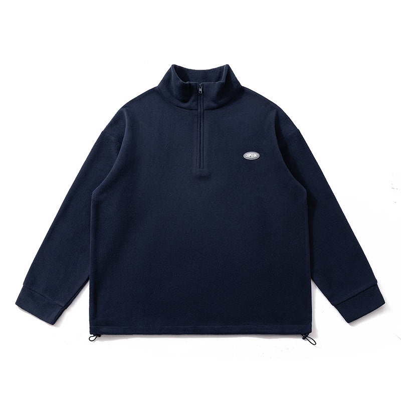 Autumn New Simple Stand Collar Half Zip Polar Fleece Sweatshirt Men's Trendy Brand Loose Casual Versatile Sports Top