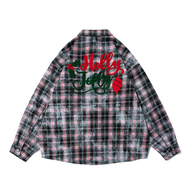 The New Spring and Autumn Style of American Retro Checkered Jackets, Long-sleeved Shirts, Loose Men's and Women's Casual Shirts, and Couple Casual Shirts are in Vogue