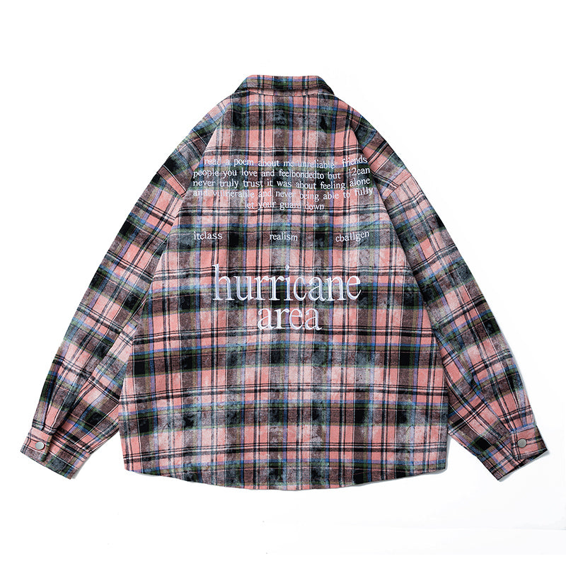 New Autumn and Winter Washed and Aged Embroidered Checkered Shirt Jackets for Men and Women, American Loose Sun-protectives Shirt