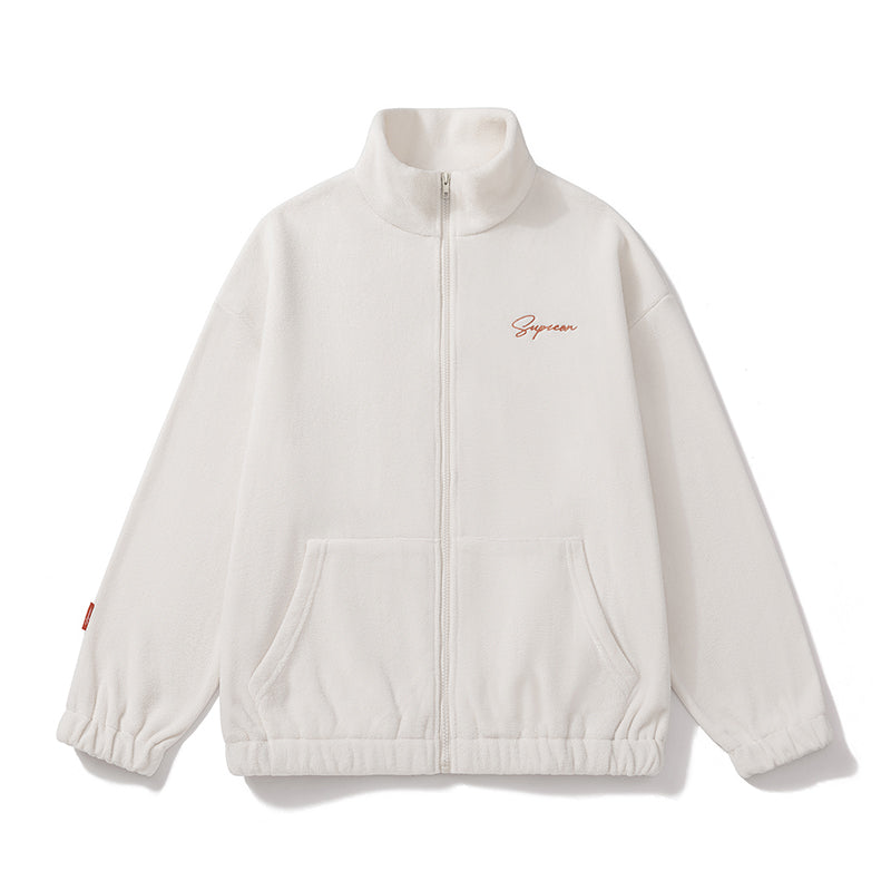 American Style Zipper Cardigan Hoodless Sweatshirt Men's Stand Collar Loose Trend Spring and Autumn Youth Sports Casual Jacket