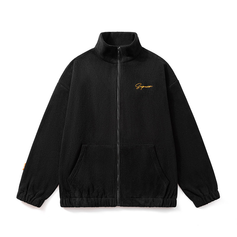 American Style Zipper Cardigan Hoodless Sweatshirt Men's Stand Collar Loose Trend Spring and Autumn Youth Sports Casual Jacket