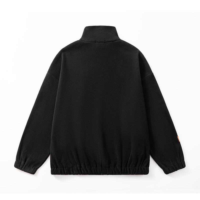 American Style Zipper Cardigan Hoodless Sweatshirt Men's Stand Collar Loose Trend Spring and Autumn Youth Sports Casual Jacket