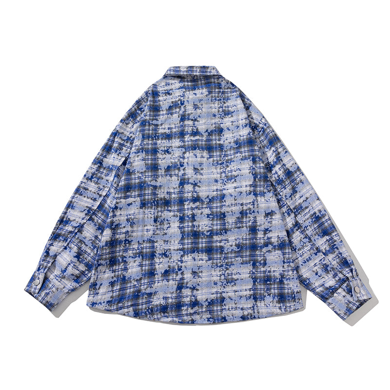 Spring and Autumn 2023 American Retro Spice Girl Style Loose and Versatile Long-sleeved Plaid Shirts for Men and Women High Street Jackets