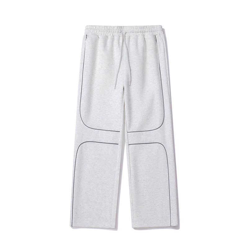Spring and Summer American-style Luminous Stripe Versatile Sports Sweatpants for Women, Straight-leg Solid Color Loose Wide-leg Men's Casual Trousers