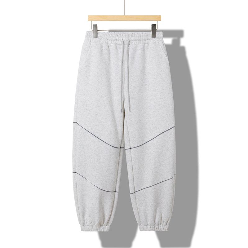 New Laid-back Style Thickened Casual Trendy Men's Sportswear Pants, High-waisted Straight-leg Wide-Leg Constricted Nine-inch Pants