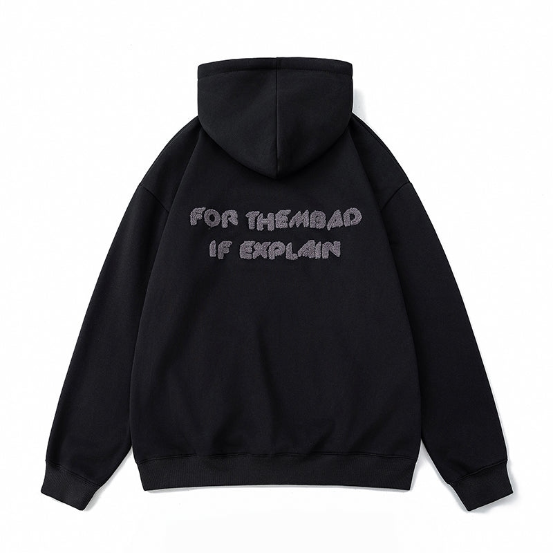 American Heavyweight Hooded  Sweatshirt, Men's Embroidered Towel, Autumn Trendy Brand Loose Couple Coat