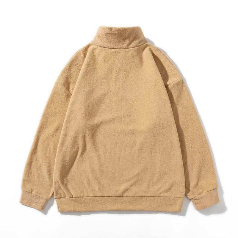 Lapel Solid-color Couple Long-sleeved POLO Shirt, Fleece for Boys, Korean Students, Versatile Loose and Trendy Top