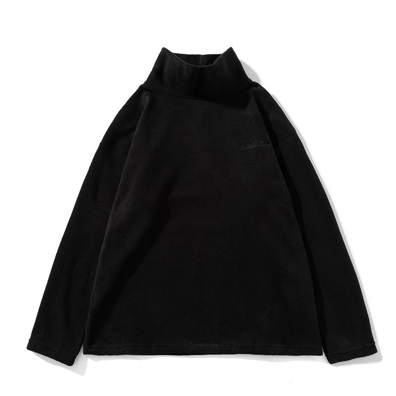 Fleece Embroidered Letter Stand-up Collar Zipper Hoodie