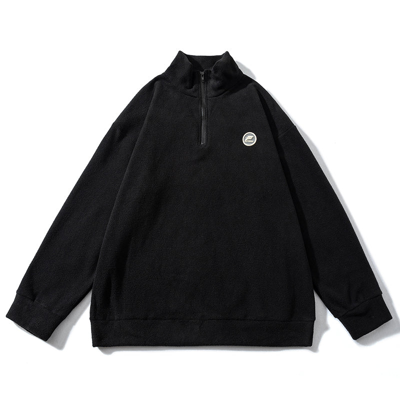 American Trendy Sports Sweatshirt for Men, Loose Autumn Polar Fleece Half-zip Polo Shirt Collar, Men's Spring and Autumn Style