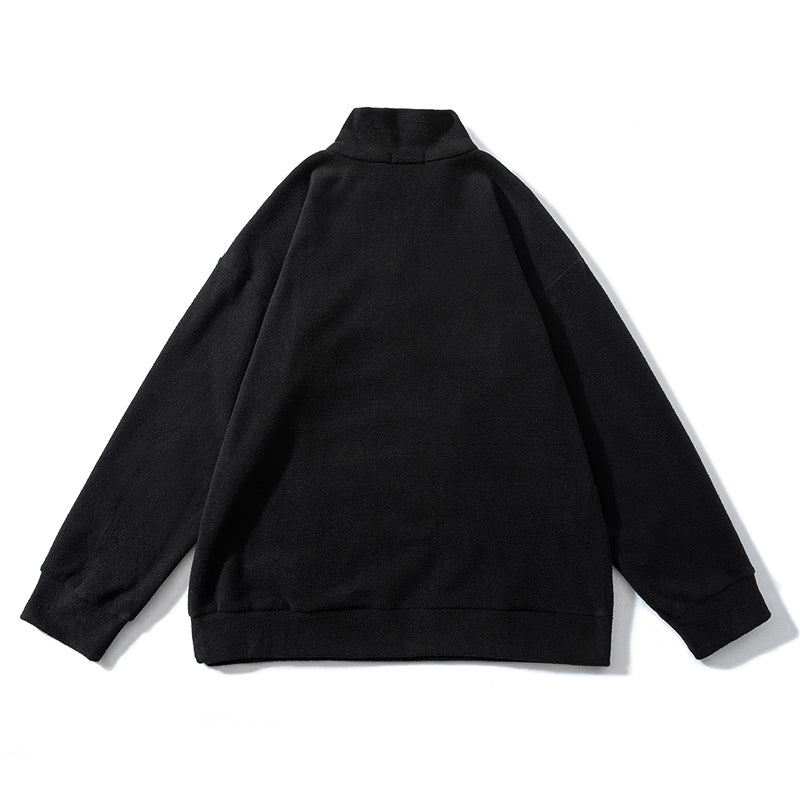 American Trendy Sports Sweatshirt for Men, Loose Autumn Polar Fleece Half-zip Polo Shirt Collar, Men's Spring and Autumn Style