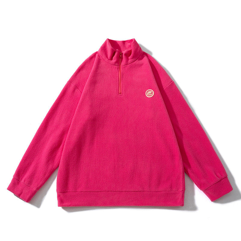 American Trendy Sports Sweatshirt for Men, Loose Autumn Polar Fleece Half-zip Polo Shirt Collar, Men's Spring and Autumn Style