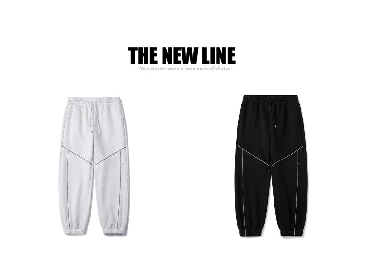 Men's Skinny Pants for Autumn and Winter, Trendy Sportswear Pants, Men's Loose and Casual Pants with Light Strips, Versatile Sweatpants
