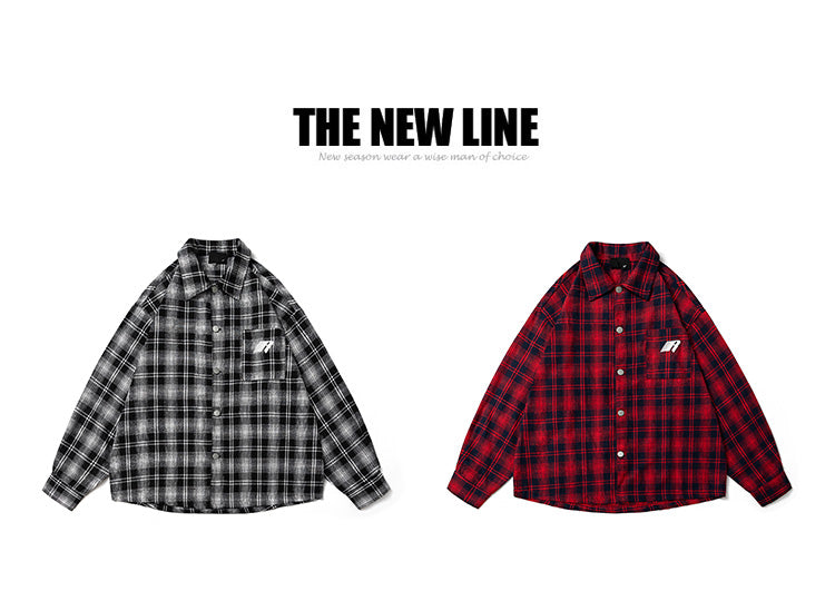 Autumn Retro Checked Shirt for Men, A High-end, Loose, Casual and Laid-back Style Shirt Jacket for Women