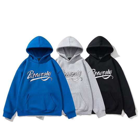 The Original Design Sense of Chinese Trend, Embroidered American Hooded Sweatshirt for Men and Women, and the Trend of Fleece Warm Outerwear for Autumn and Winter