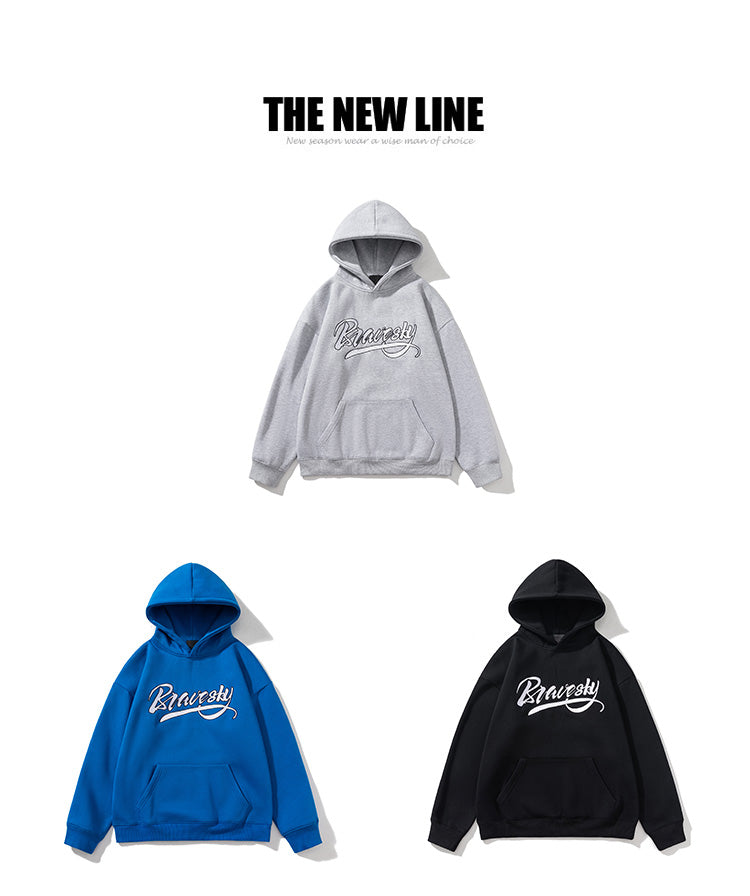 The Original Design Sense of Chinese Trend, Embroidered American Hooded Sweatshirt for Men and Women, and the Trend of Fleece Warm Outerwear for Autumn and Winter