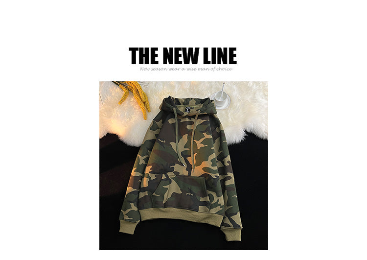 The New Autumn and Winter Camouflage Harajuku Hoodie from the Men's Fashion Brand Andy Lau is Loose