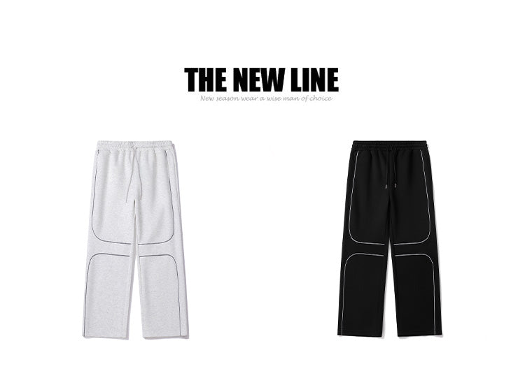 Spring and Summer American-style Luminous Stripe Versatile Sports Sweatpants for Women, Straight-leg Solid Color Loose Wide-leg Men's Casual Trousers