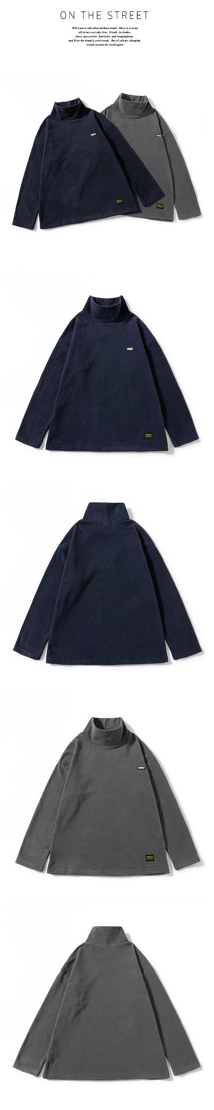 The New Ins Japanese Style Men's Trendy Large-sized Warm Jacket with A Fleece Semi-high Collar Inside and A Thick Base Layer with A Pullover