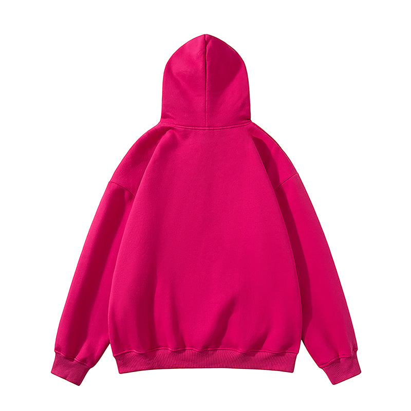 A Hooded Sweatshirt with Embossed Hair and Rhinestone Letters