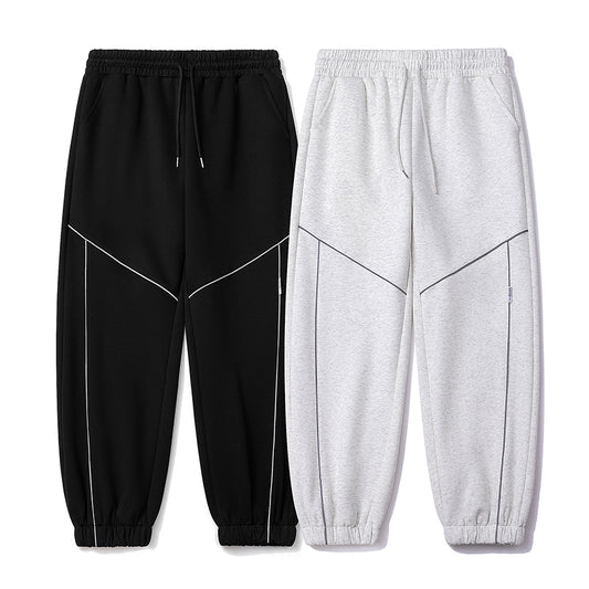 Men's Skinny Pants for Autumn and Winter, Trendy Sportswear Pants, Men's Loose and Casual Pants with Light Strips, Versatile Sweatpants