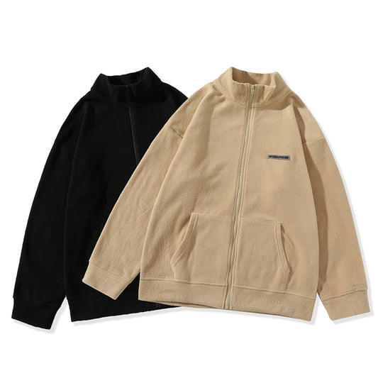 Simple Fleece Jacket for Men, New Campus Fashion Basic Stand-up Collar Warm Zipper Hoodie, Fleece Jacket for Men