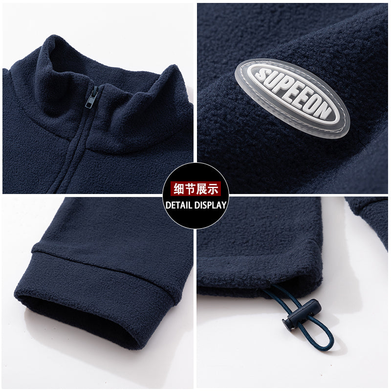 Autumn New Simple Stand Collar Half Zip Polar Fleece Sweatshirt Men's Trendy Brand Loose Casual Versatile Sports Top