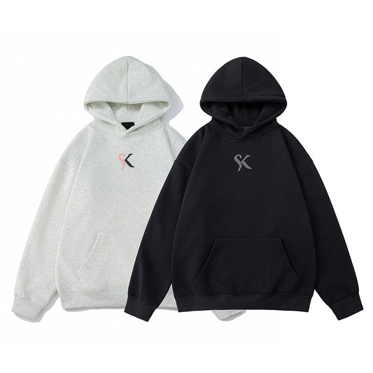 American Heavyweight Hooded  Sweatshirt, Men's Embroidered Towel, Autumn Trendy Brand Loose Couple Coat