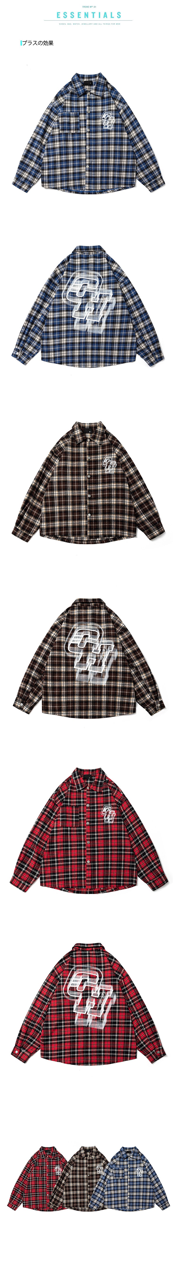 Original, Versatile, Loose-checked Long-sleeved Shirt Couple Coats in Chinese Fashion