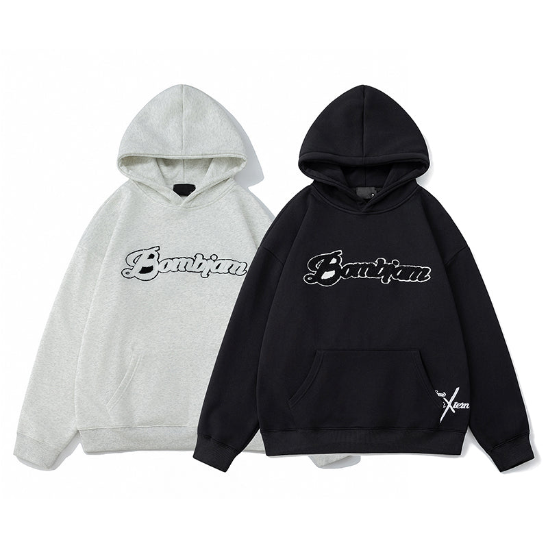 American Heavyweight Hooded Sweatshirt, Towel Embroidery Men's Autumn Trendy Brand Loose Couple Coat