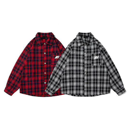 Autumn Retro Checked Shirt for Men, A High-end, Loose, Casual and Laid-back Style Shirt Jacket for Women