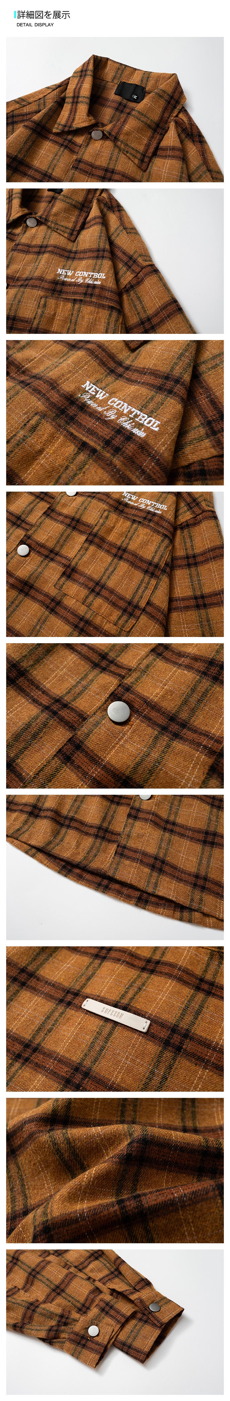 A Trendy American Yellow Checkered Shirt for Men, A Thin Summer Brushed Top, A Retro and Casual Checkered Shirt