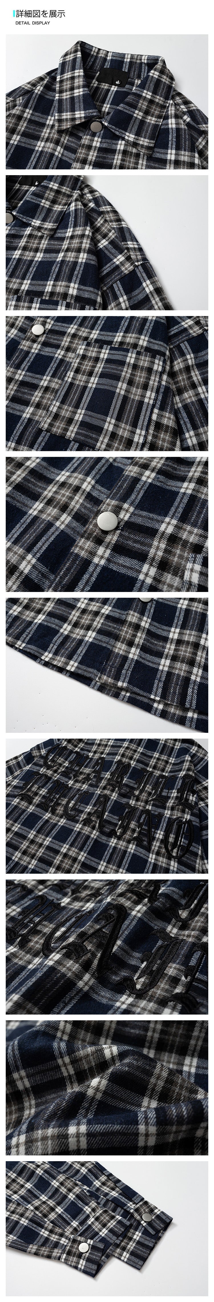 American Letter-embroidered Checkered Shirts are A Trendy Oversized Casual Shirt for Men and Women in Spring and Autumn