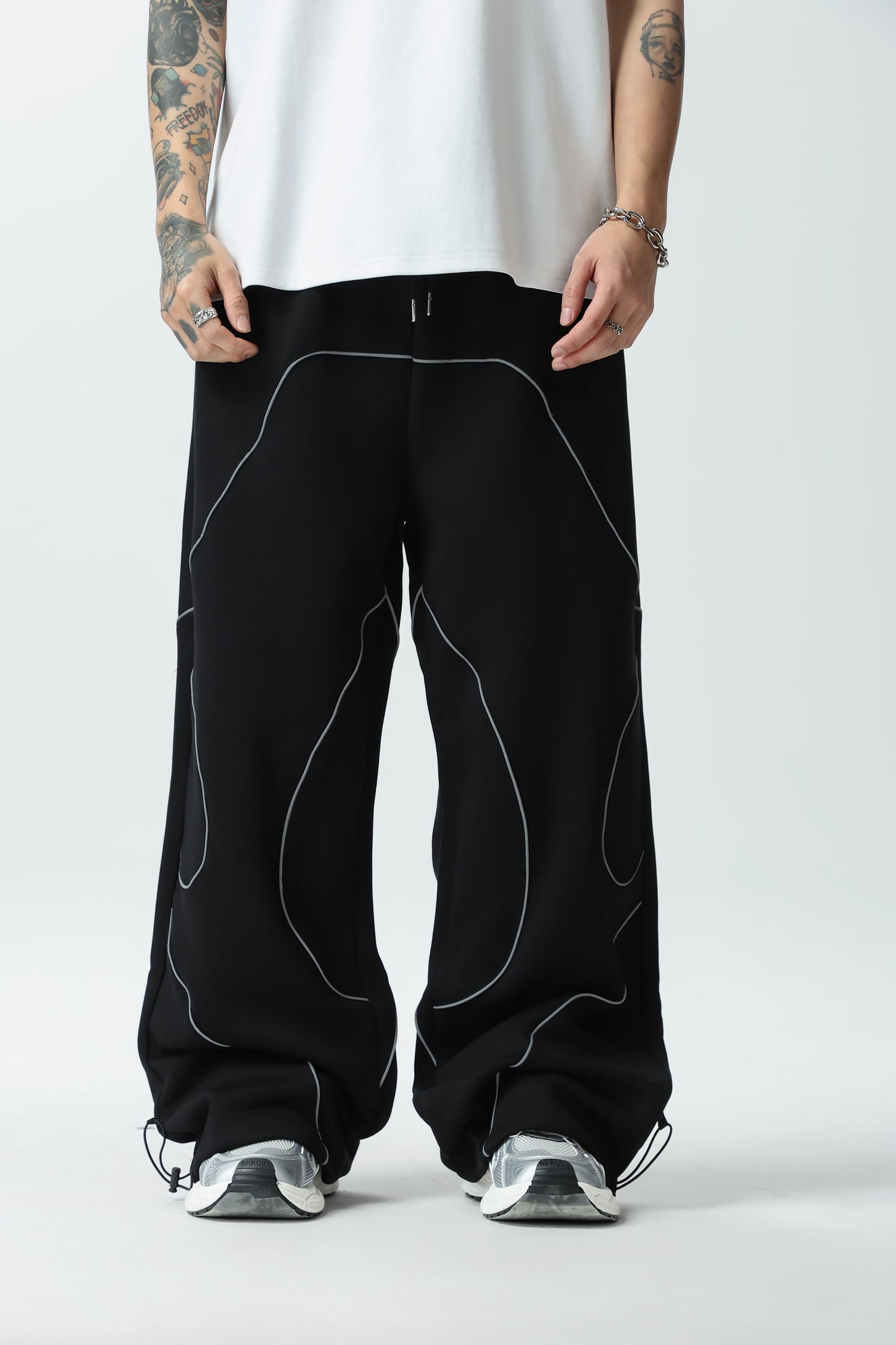 New Casual Pants for Women, Original Retro Reflective Strip Design, Loose Drawstring Sport Pants, Trendy Men's Pants