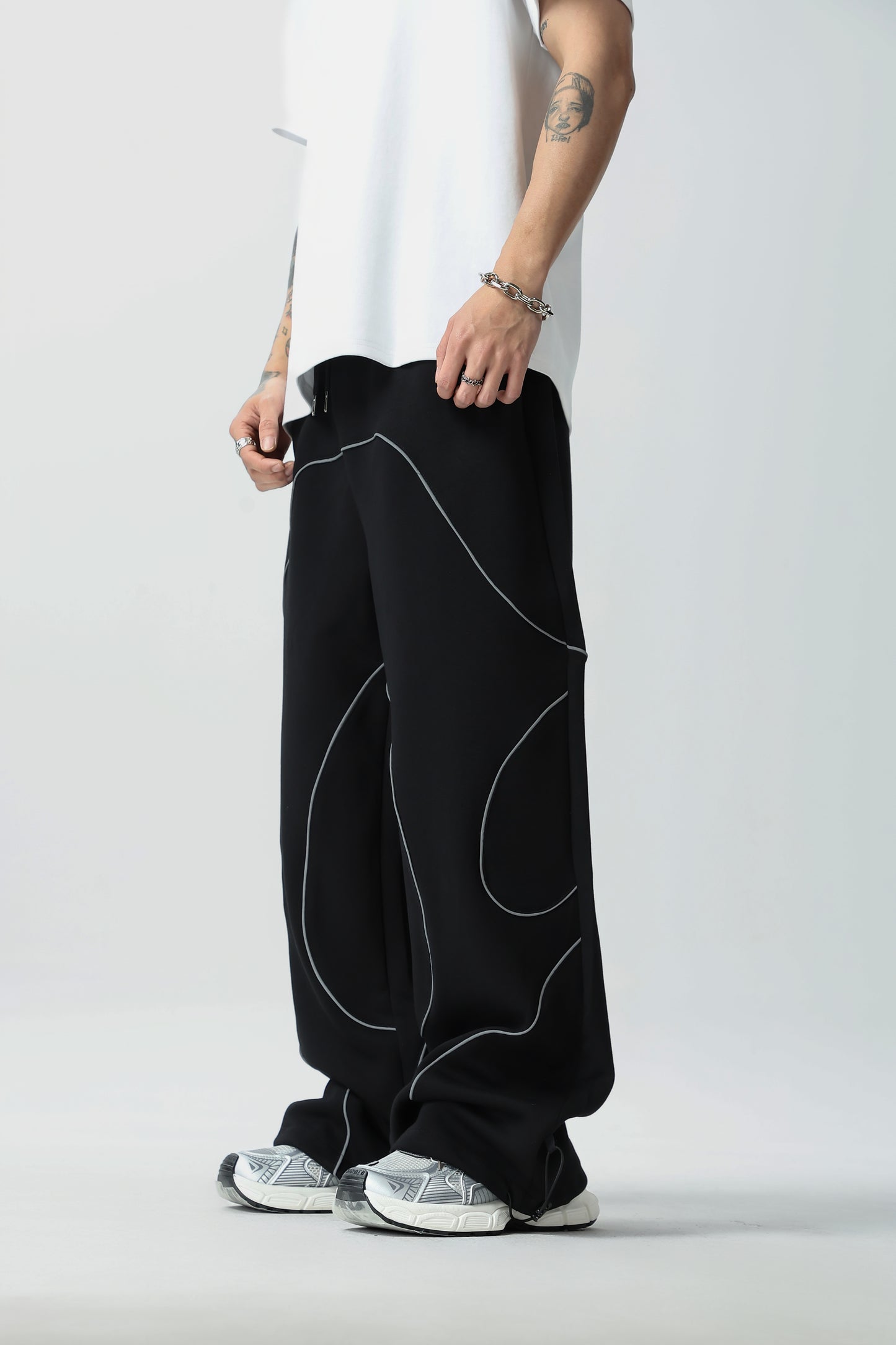 New Casual Pants for Women, Original Retro Reflective Strip Design, Loose Drawstring Sport Pants, Trendy Men's Pants
