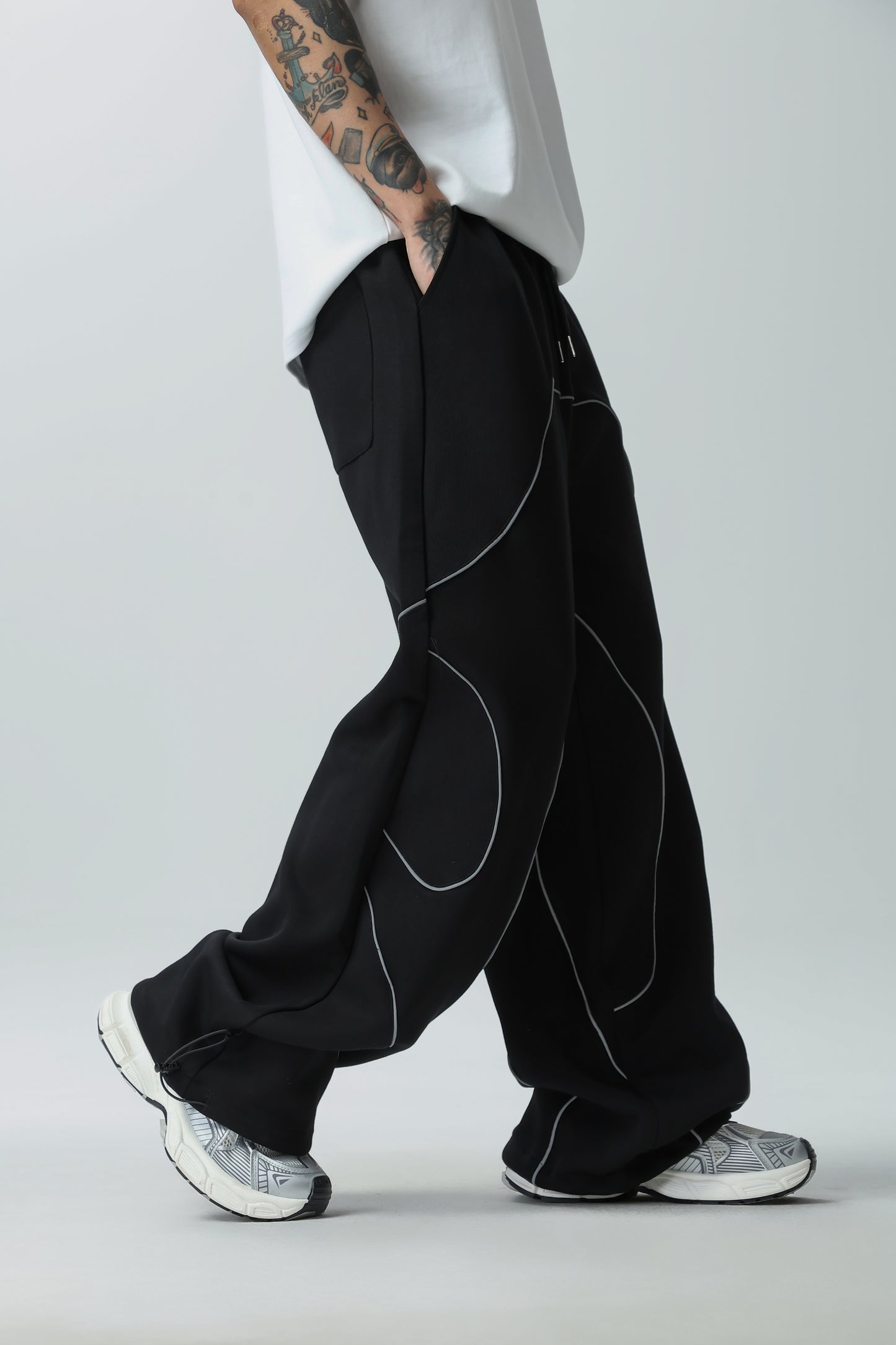 New Casual Pants for Women, Original Retro Reflective Strip Design, Loose Drawstring Sport Pants, Trendy Men's Pants