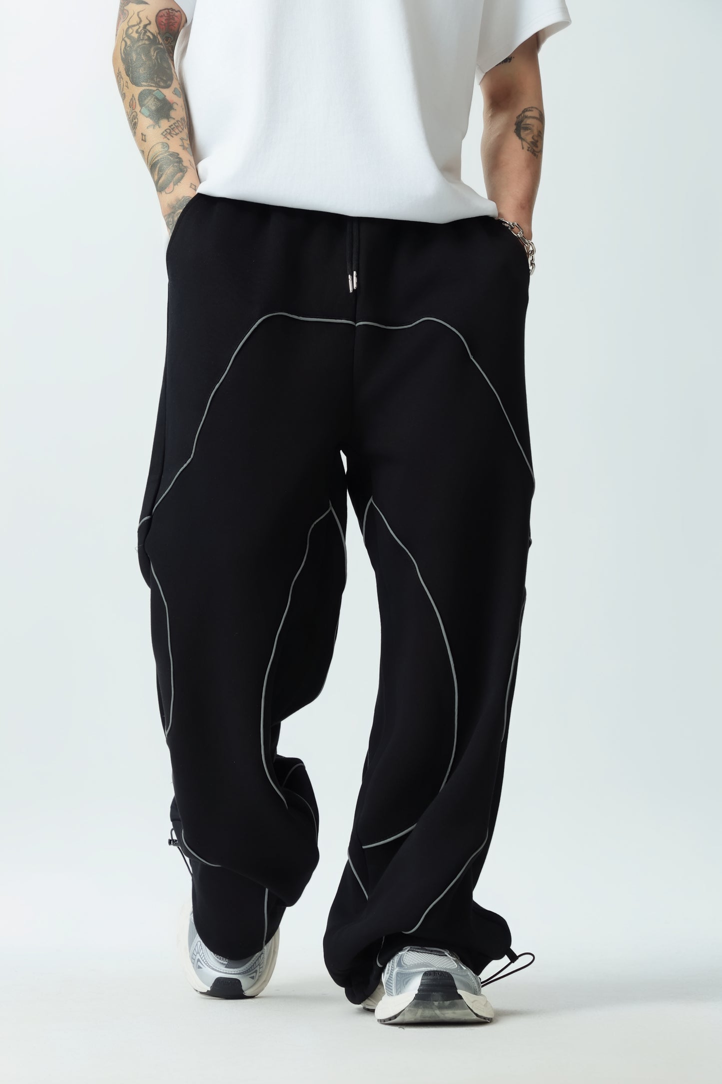 New Casual Pants for Women, Original Retro Reflective Strip Design, Loose Drawstring Sport Pants, Trendy Men's Pants