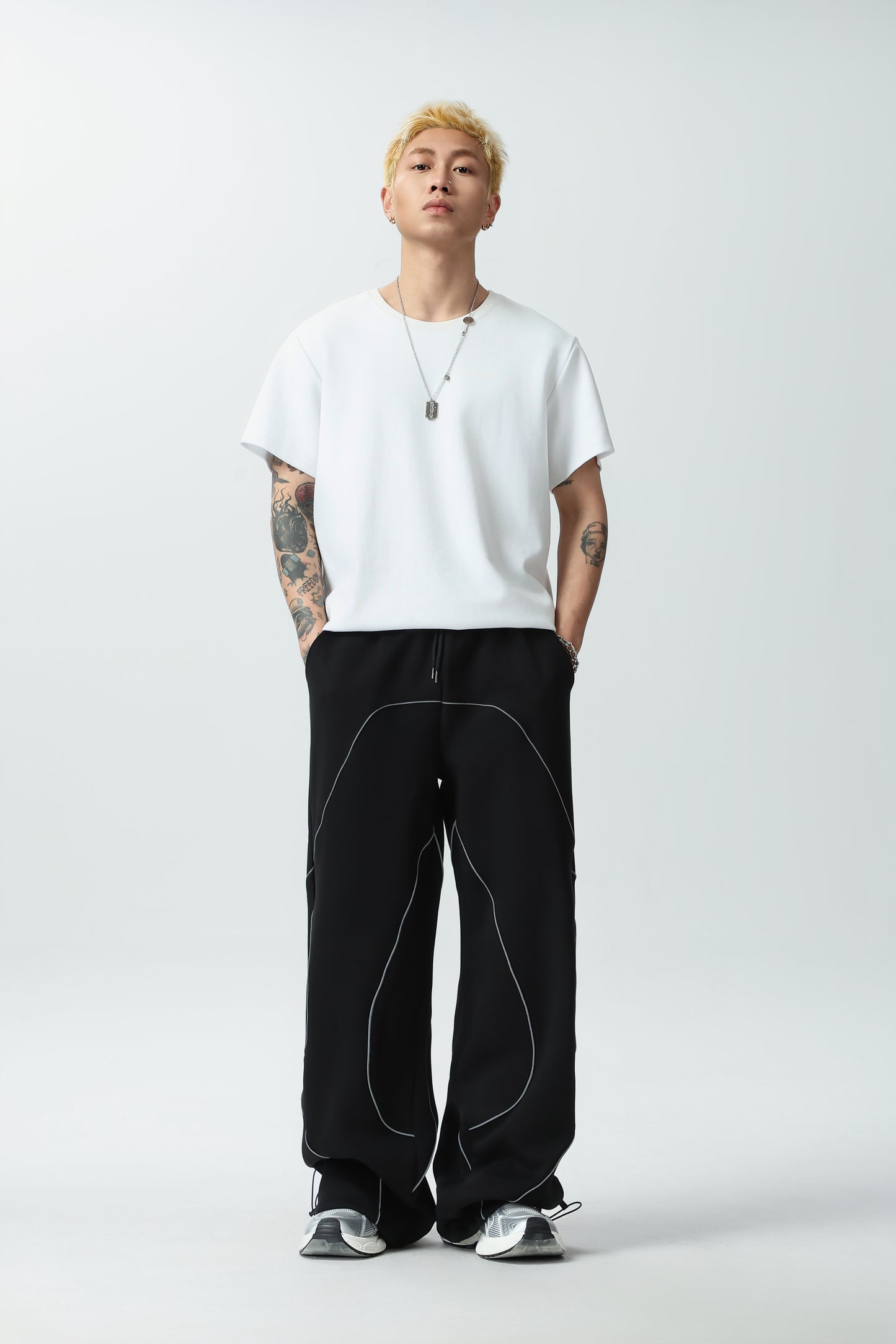 New Casual Pants for Women, Original Retro Reflective Strip Design, Loose Drawstring Sport Pants, Trendy Men's Pants