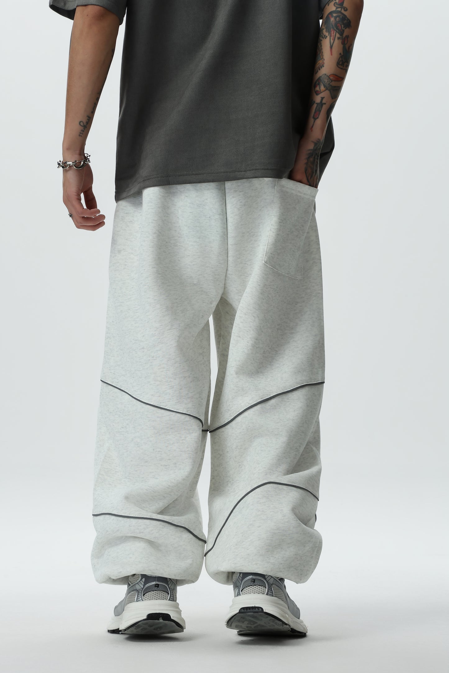 New Laid-back Style Thickened Casual Trendy Men's Sportswear Pants, High-waisted Straight-leg Wide-Leg Constricted Nine-inch Pants