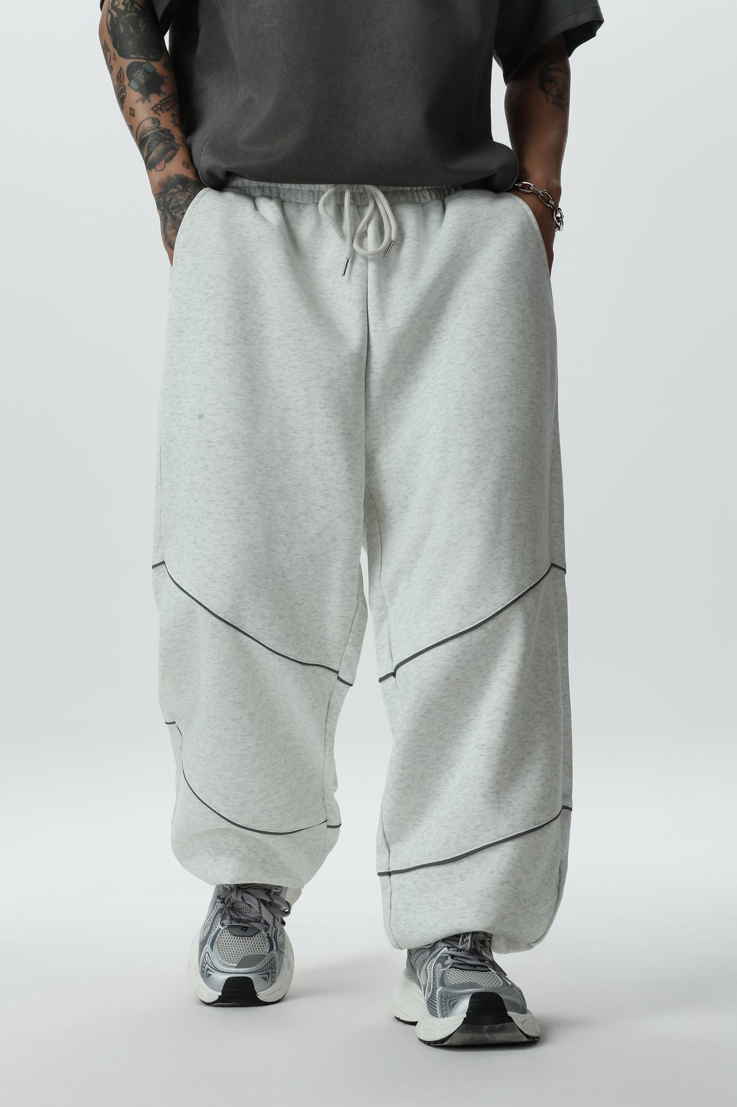 New Laid-back Style Thickened Casual Trendy Men's Sportswear Pants, High-waisted Straight-leg Wide-Leg Constricted Nine-inch Pants