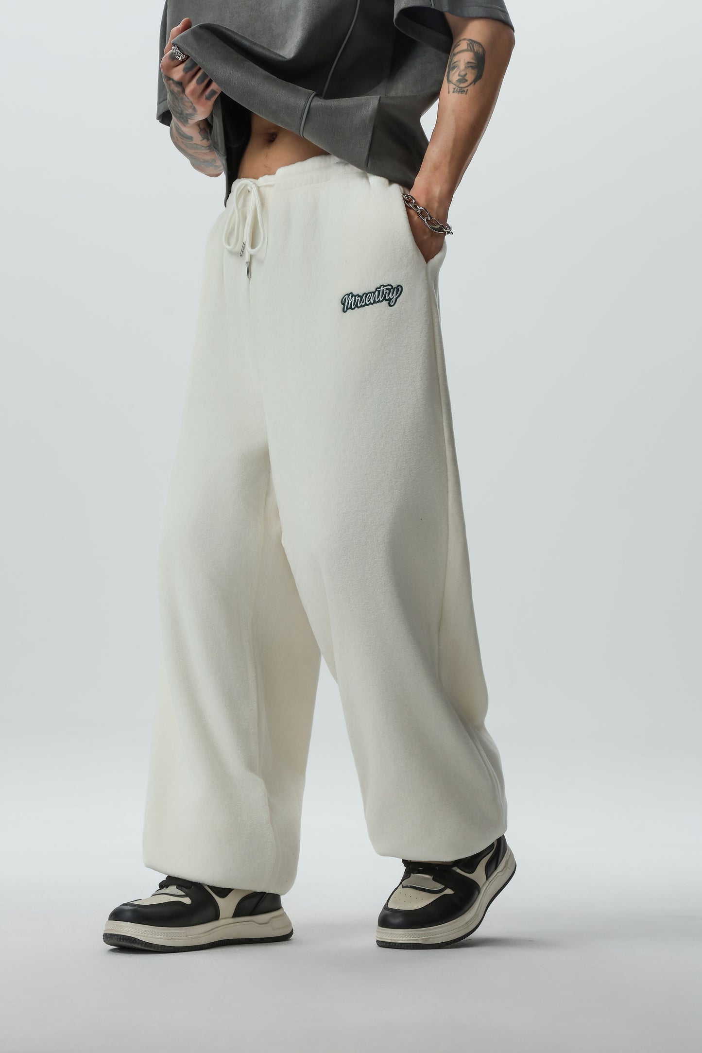 Autumn and Winter Warm Fleece Corset Cotton Pants for Men, Loose BF Street Dance Sports Elastic Sweatpants